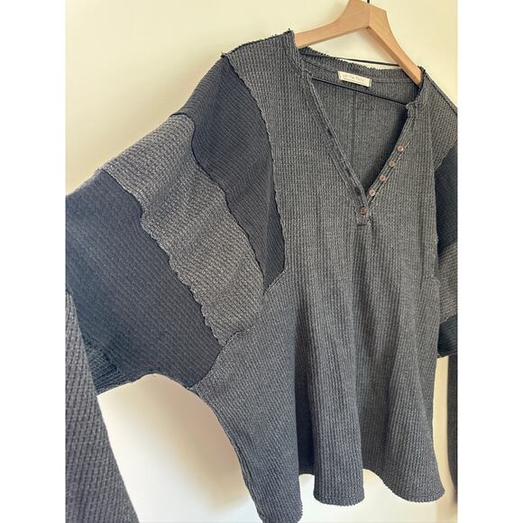 Free People Callisto Pierced Henley Oversized Top in Gray - Small - Picture 5 of 8